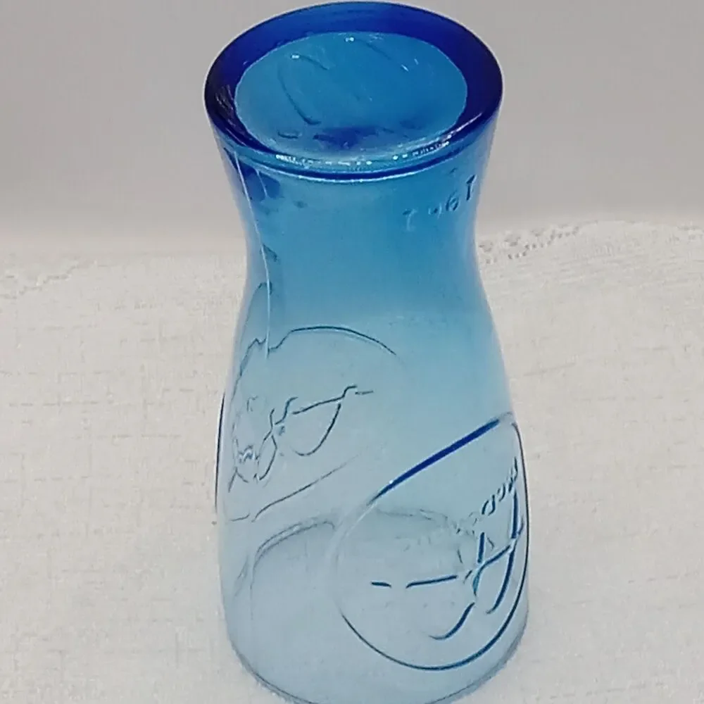 McDonald 16oz Retro 1961 Blue Glass Collector Drinking Glass Commemorative